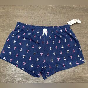 Nautica Youth Girls Anchor Print Navy Sweat Shorts Size 12